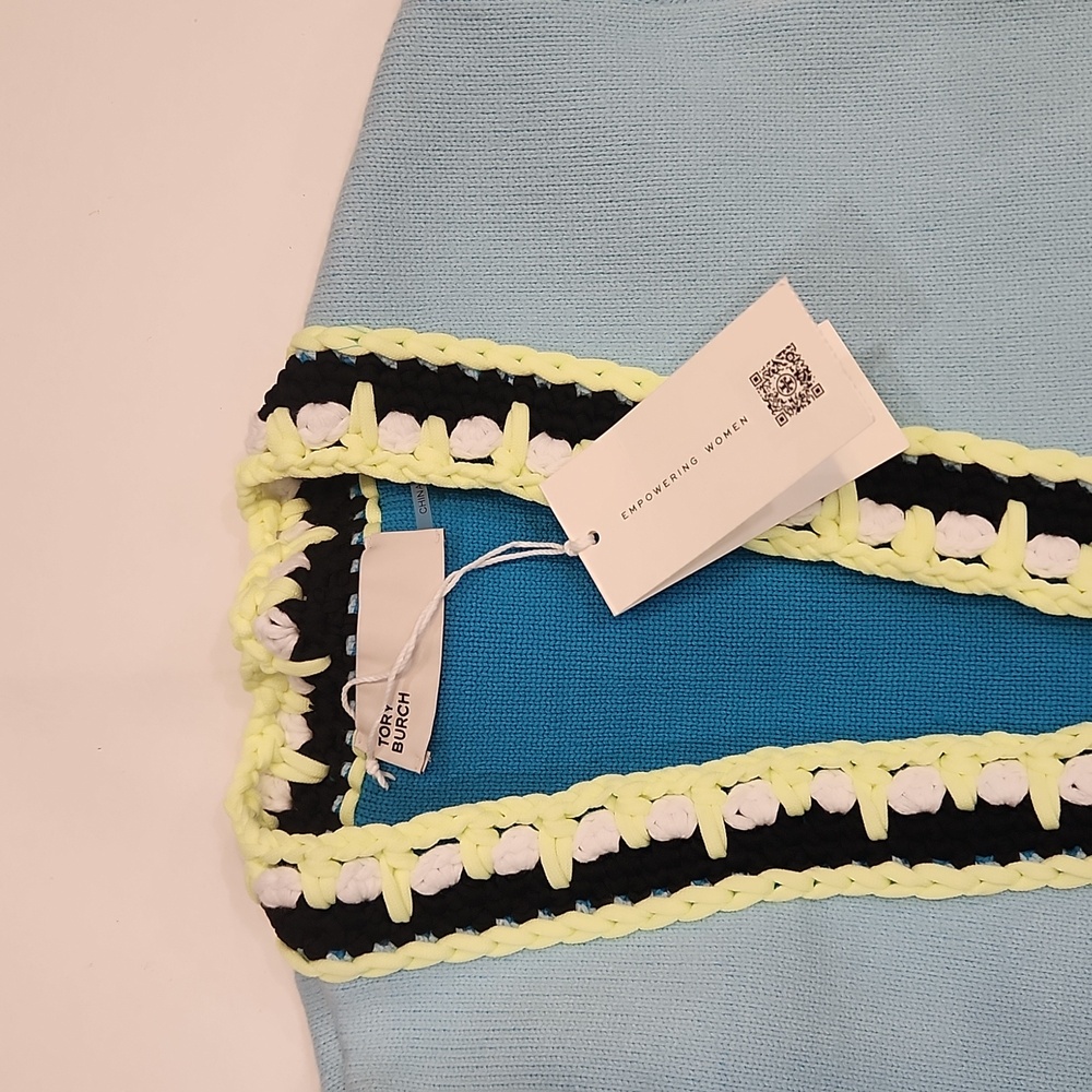 Tory Burch | Tech Knit Viscose Contrast~Trim Cardigan Sz S - Picture 2 of 7